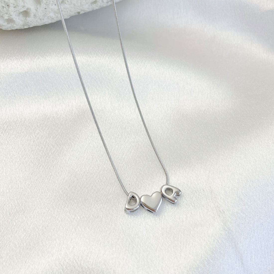 Couple Initials Heart Bubble Necklace
