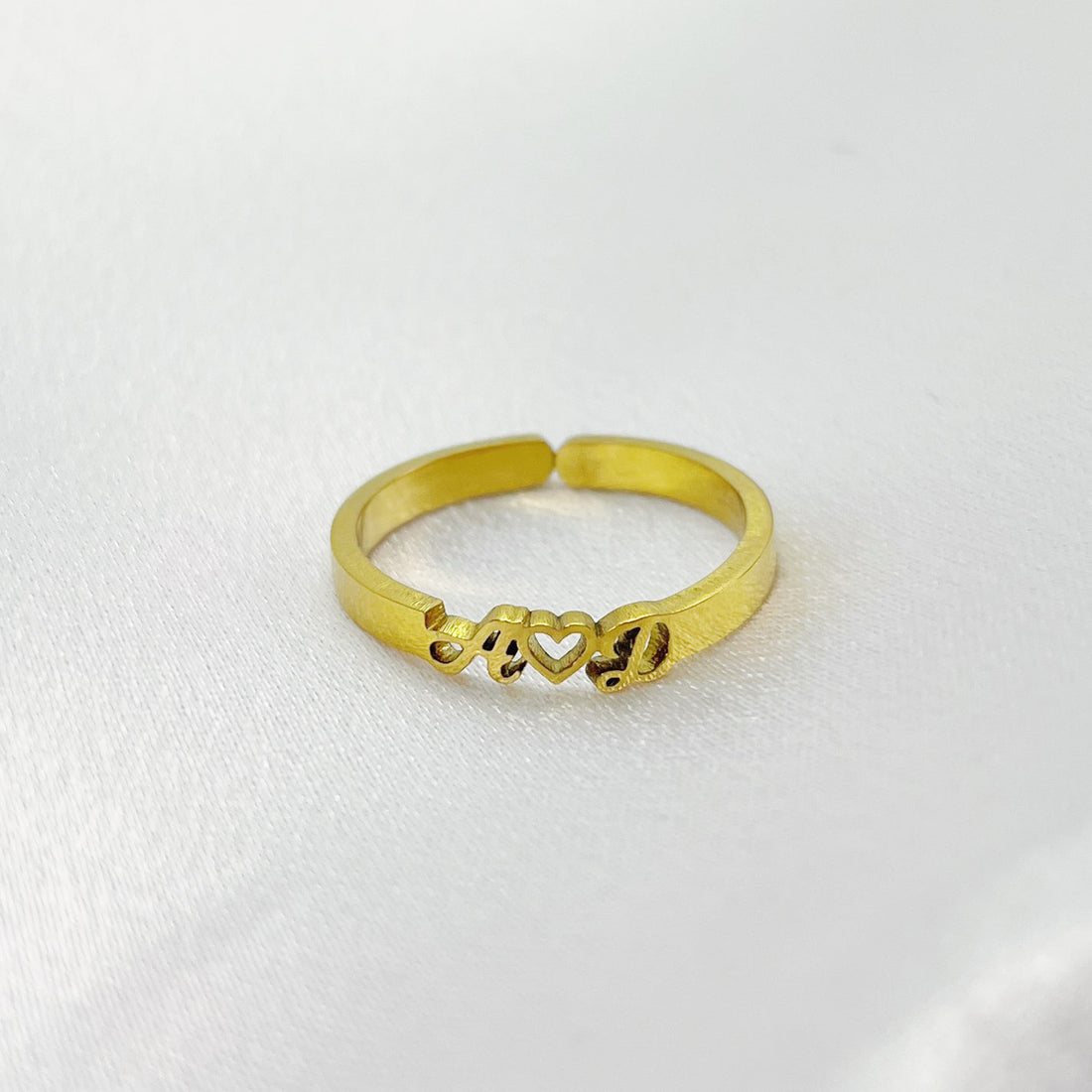 Custom Initials Heart Adjustable Ring