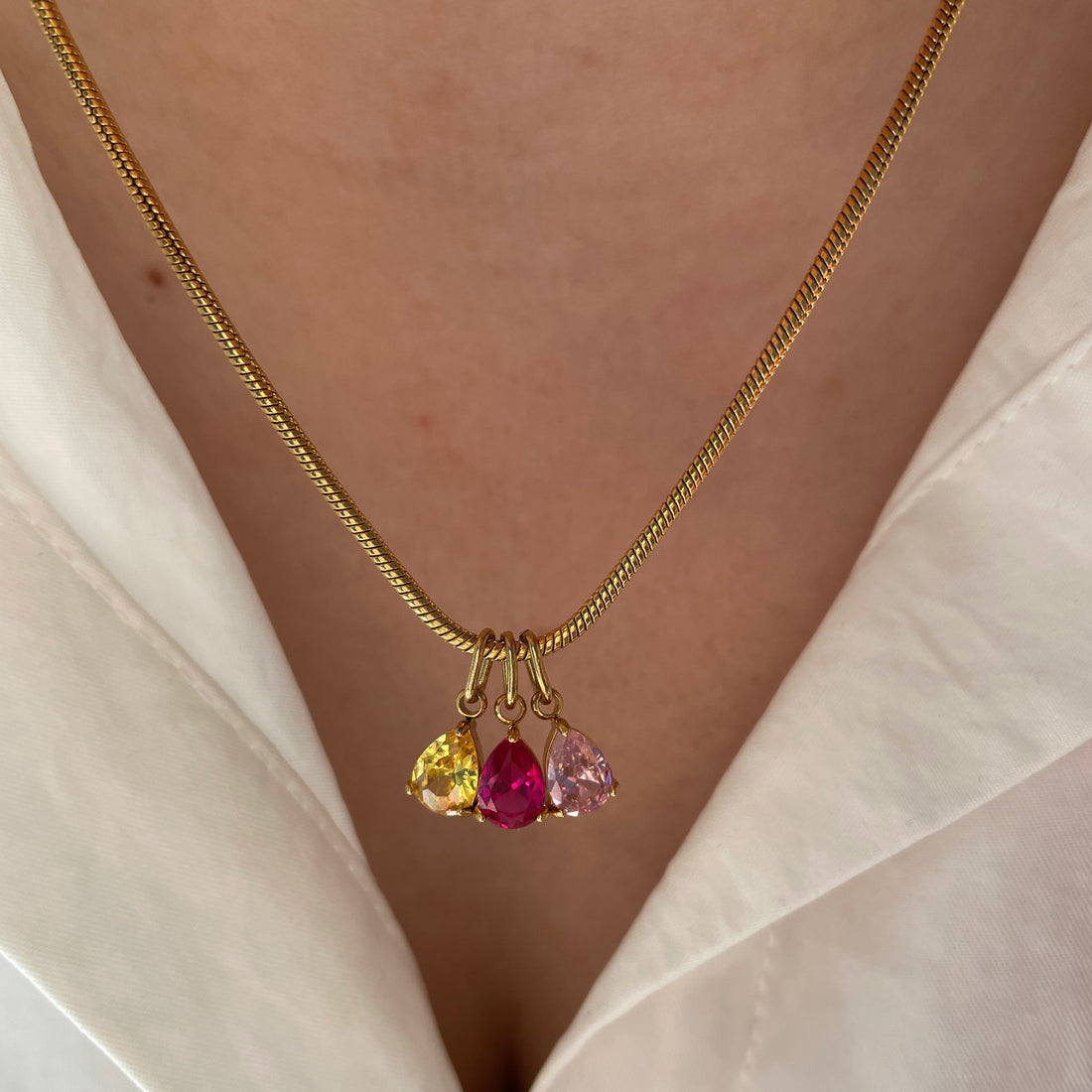 Dainty Teardrop Birthstone Necklace