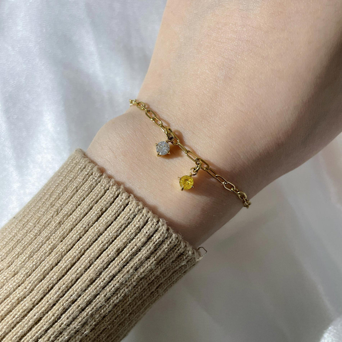 Couple Birthstone Dainty Bracelet