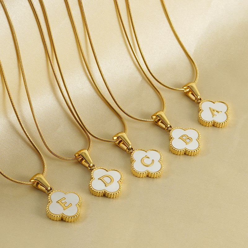 Lucky Clover Initial Necklace