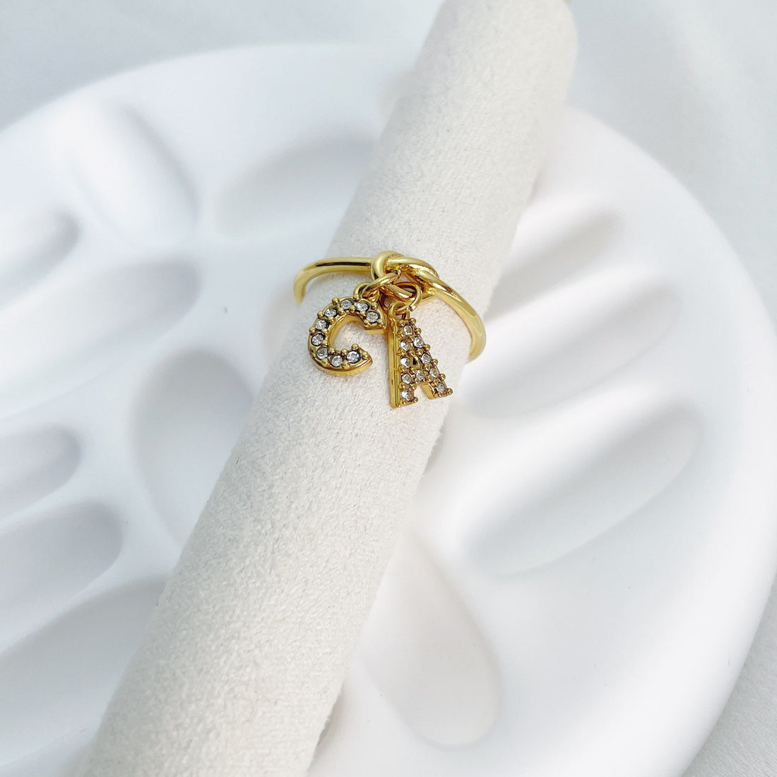 Tied With Love Ring – Personalized Dainty Couple Knot Ring with Initials