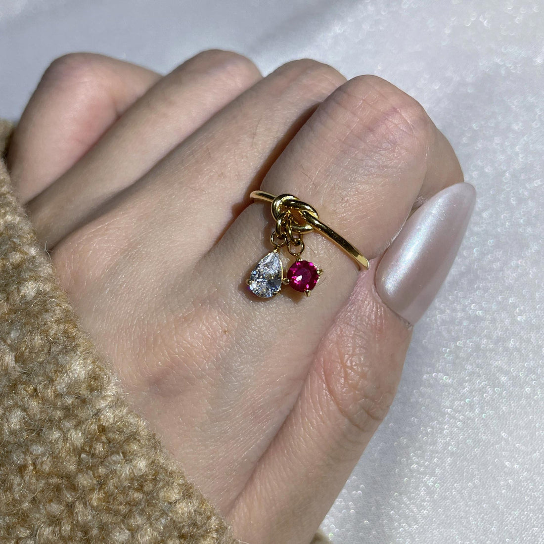 Dainty Bond Birthstone Ring