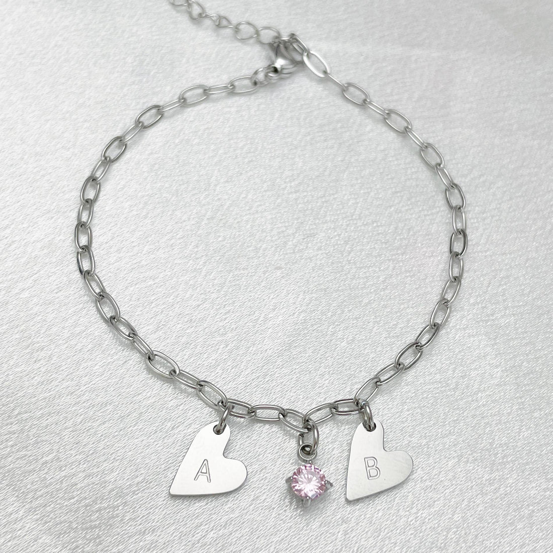 Couple Heart Tag Initials Anniversary Bracelet