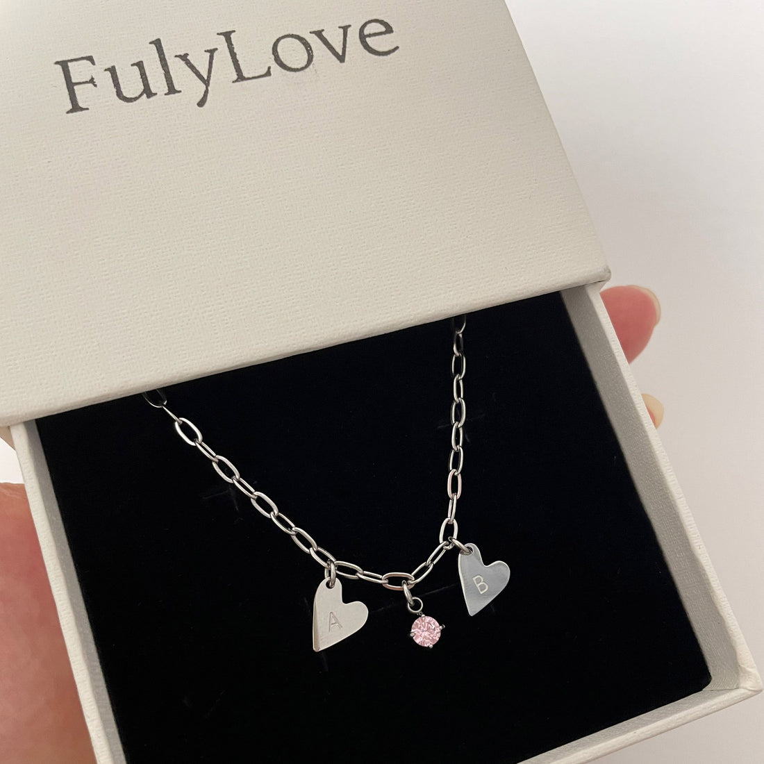 Couple Heart Tag Initials Anniversary Necklace