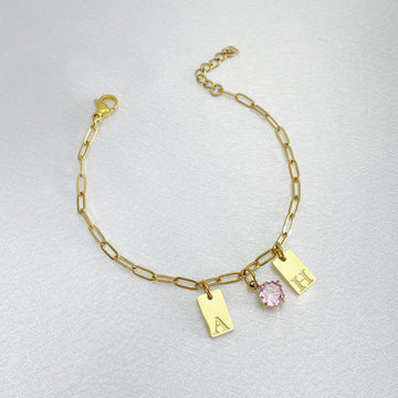Initial & Birthstone Bracelet