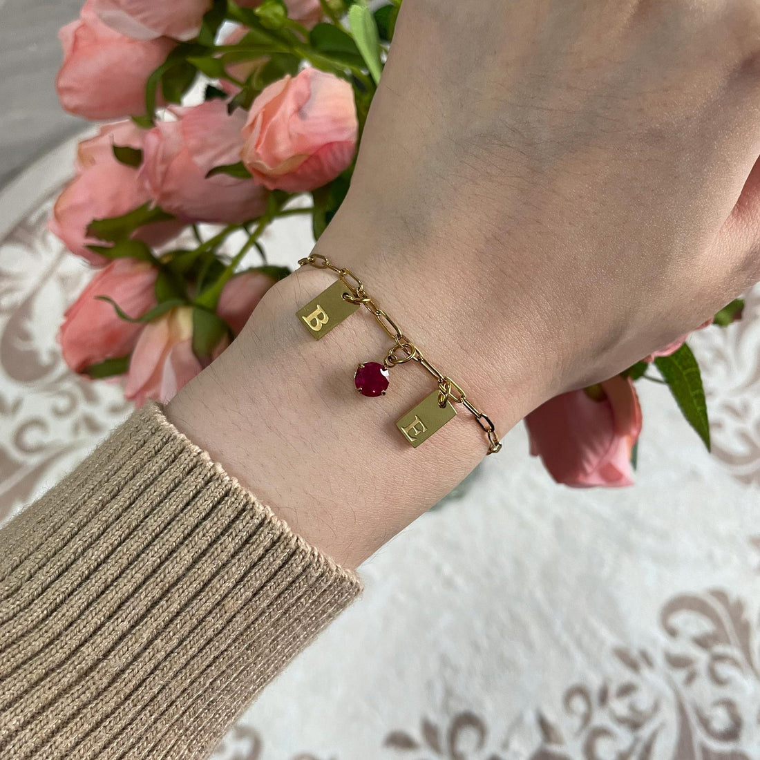 Initial & Birthstone Bracelet