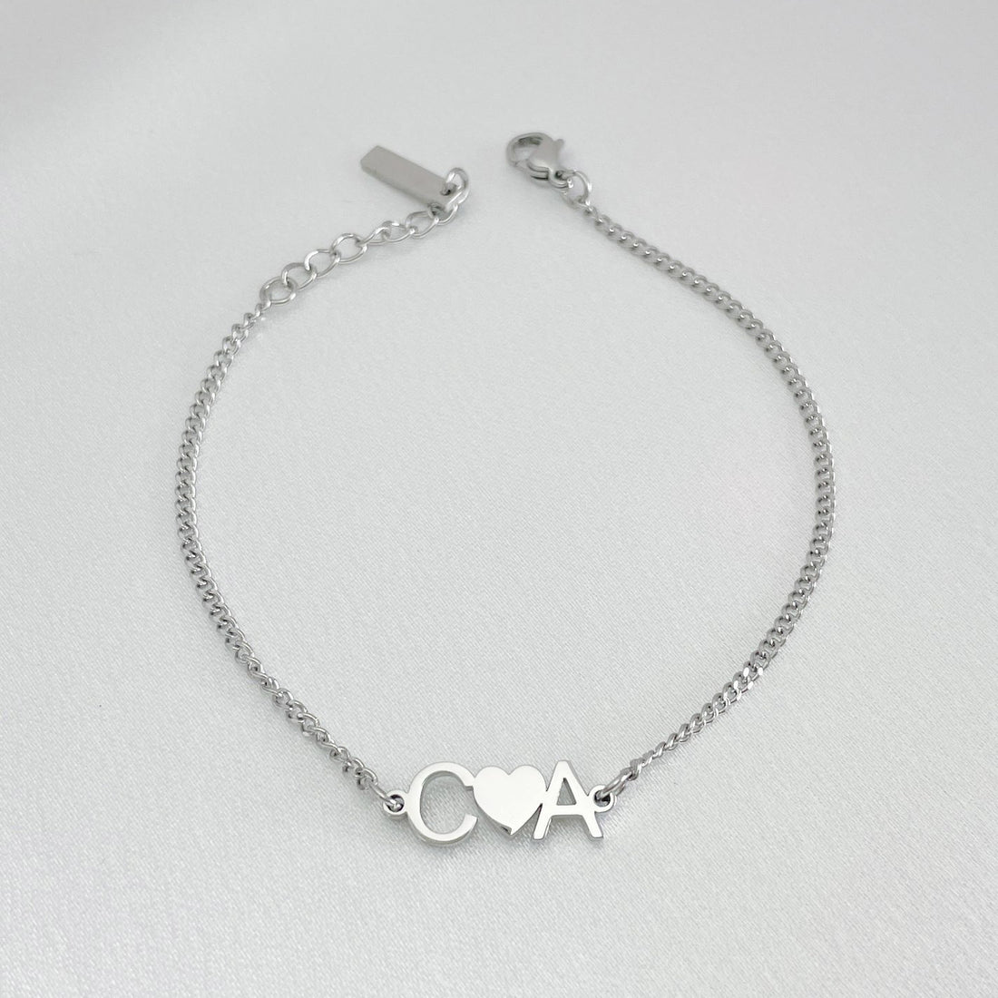 Custom Initials Heart Connector Bracelet