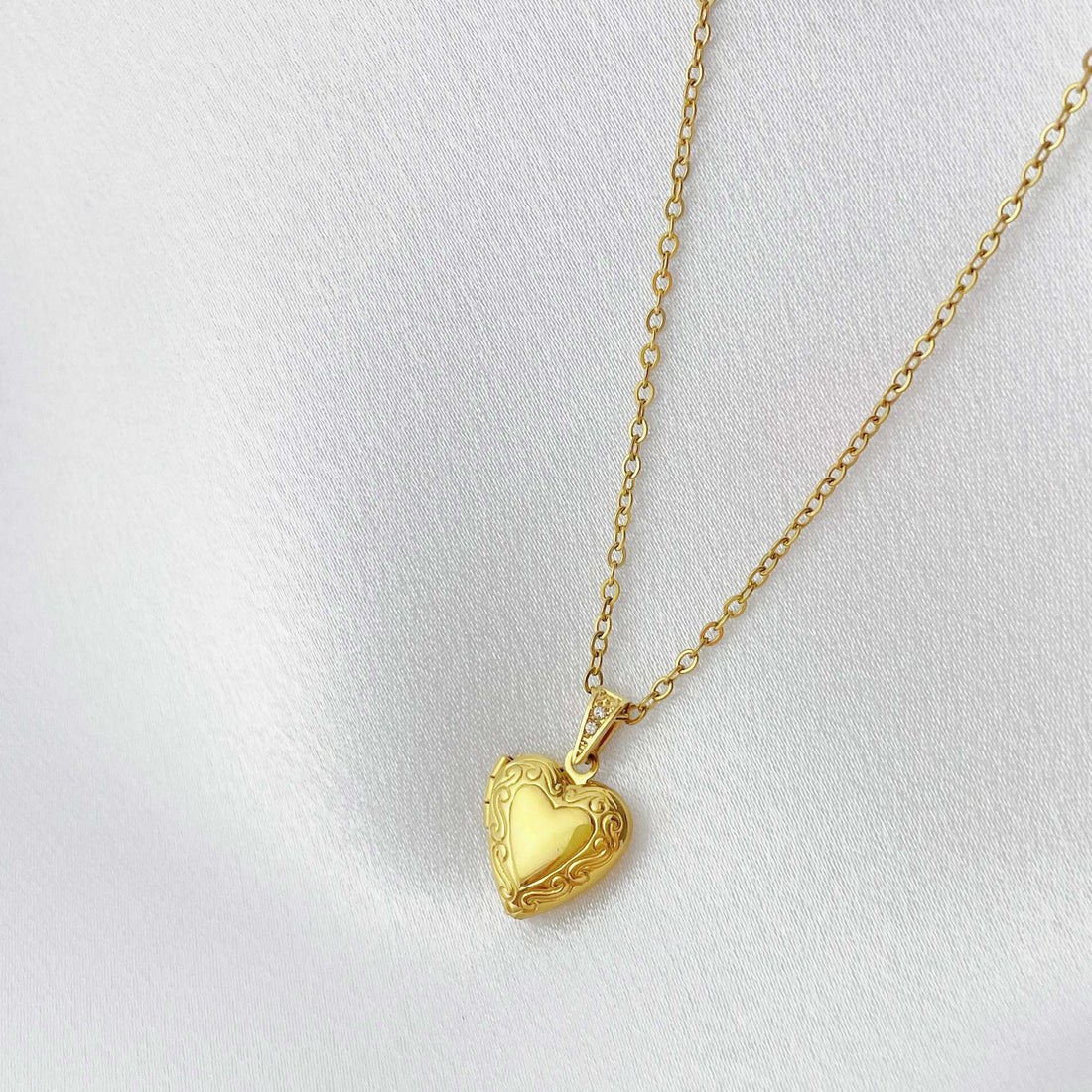 Couple Initials Heart Locket Necklace