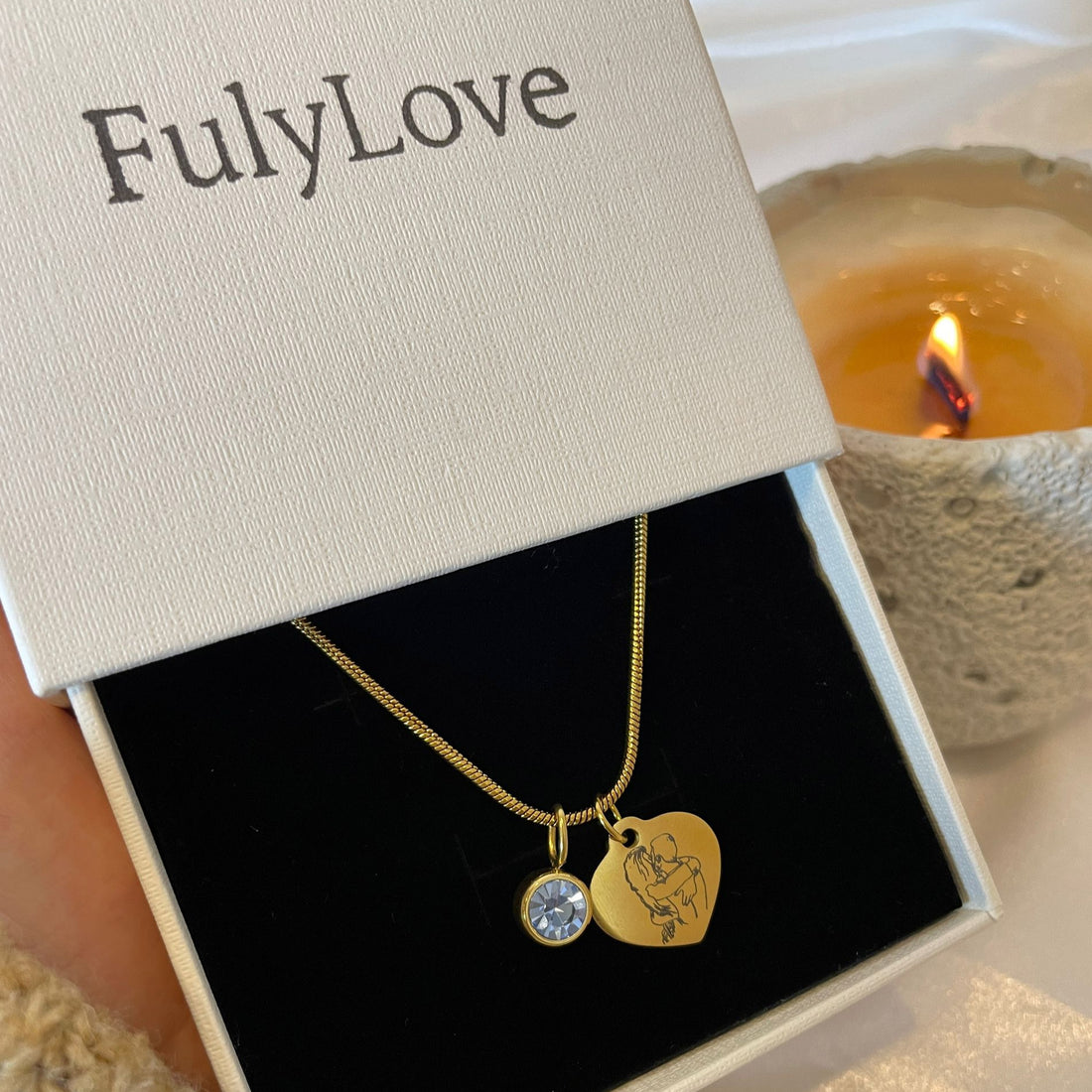 Custom Photo Outline Heart Necklace