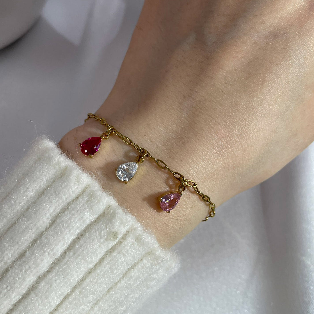 Personalized Teardrop Birthstone Bracelet