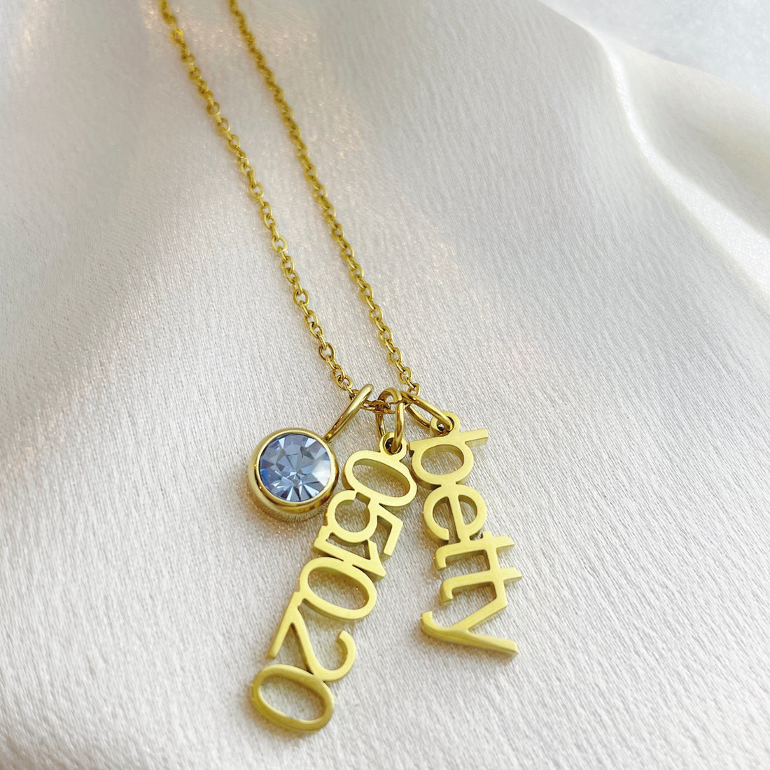 Vertical Name & Vertical Date Necklace