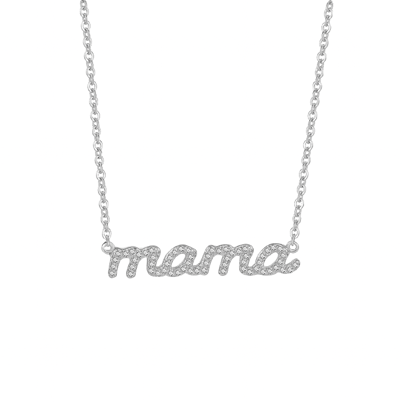 Sterling Silver Pavé Mama Necklace