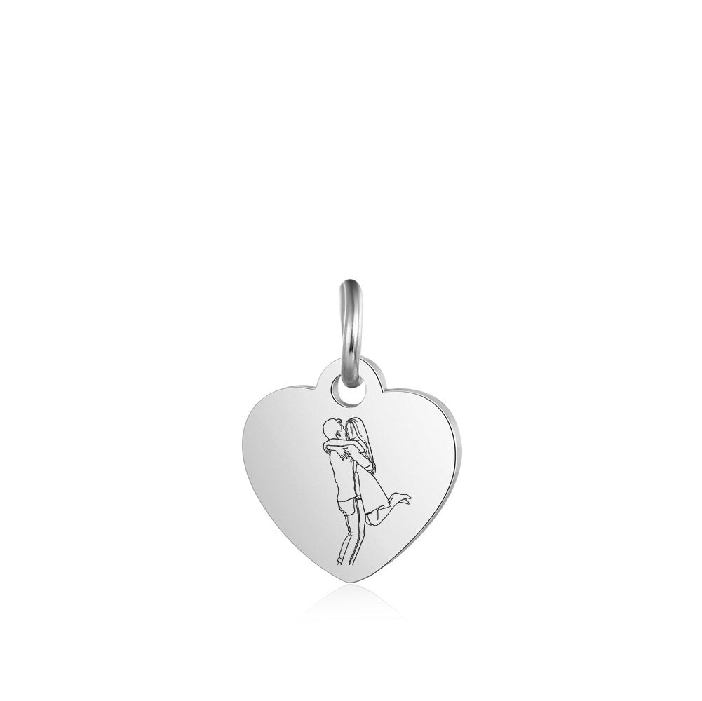 Custom Photo Outline Heart Charm